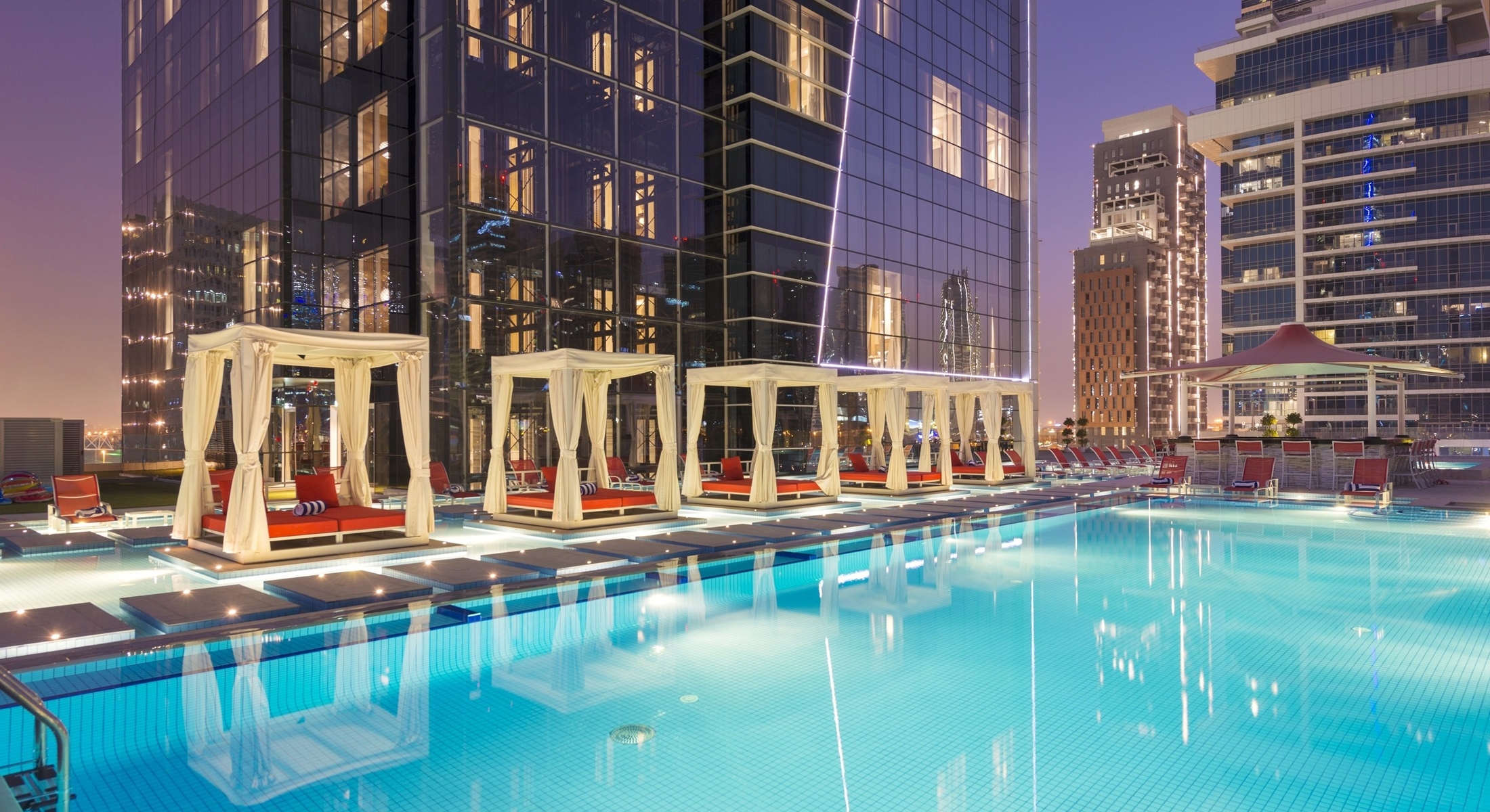 Luxury hotel swimming pool view