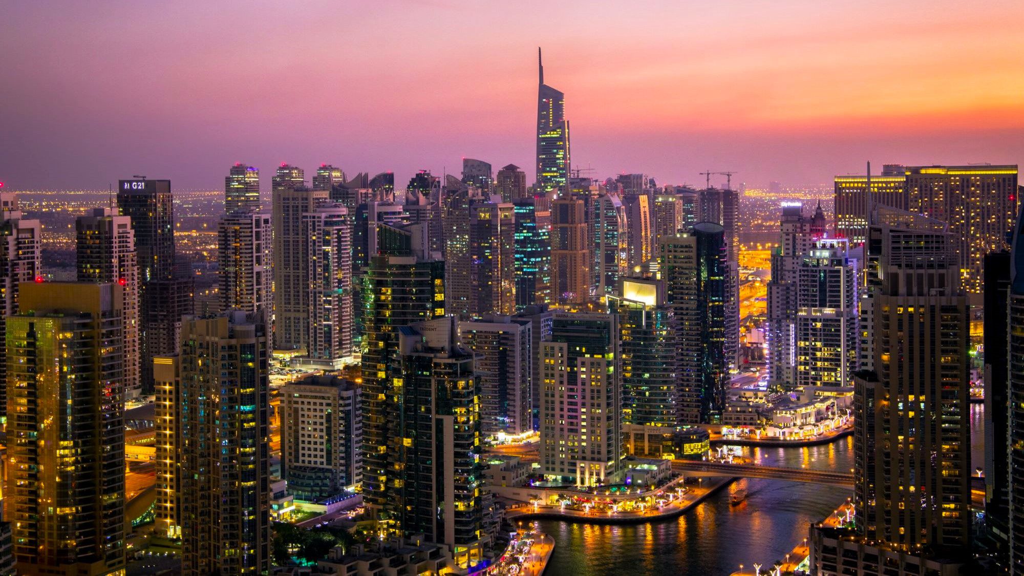 Aerial view of JLT Dubai showing skyscrapers
